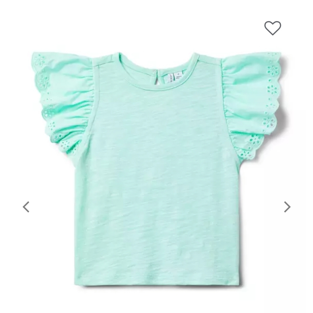 NWT Janie and Jack Eyelet Ruffle Sleeve Top ( Size: 2T)